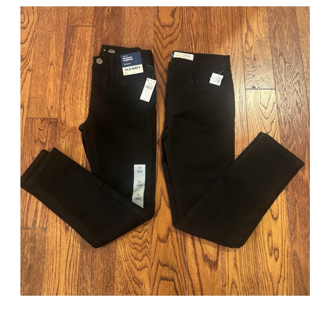 NEW Old Navy Girls Black Rockstar Skinny Jeggings Bundle Lot of 2 Size 10 L NWT